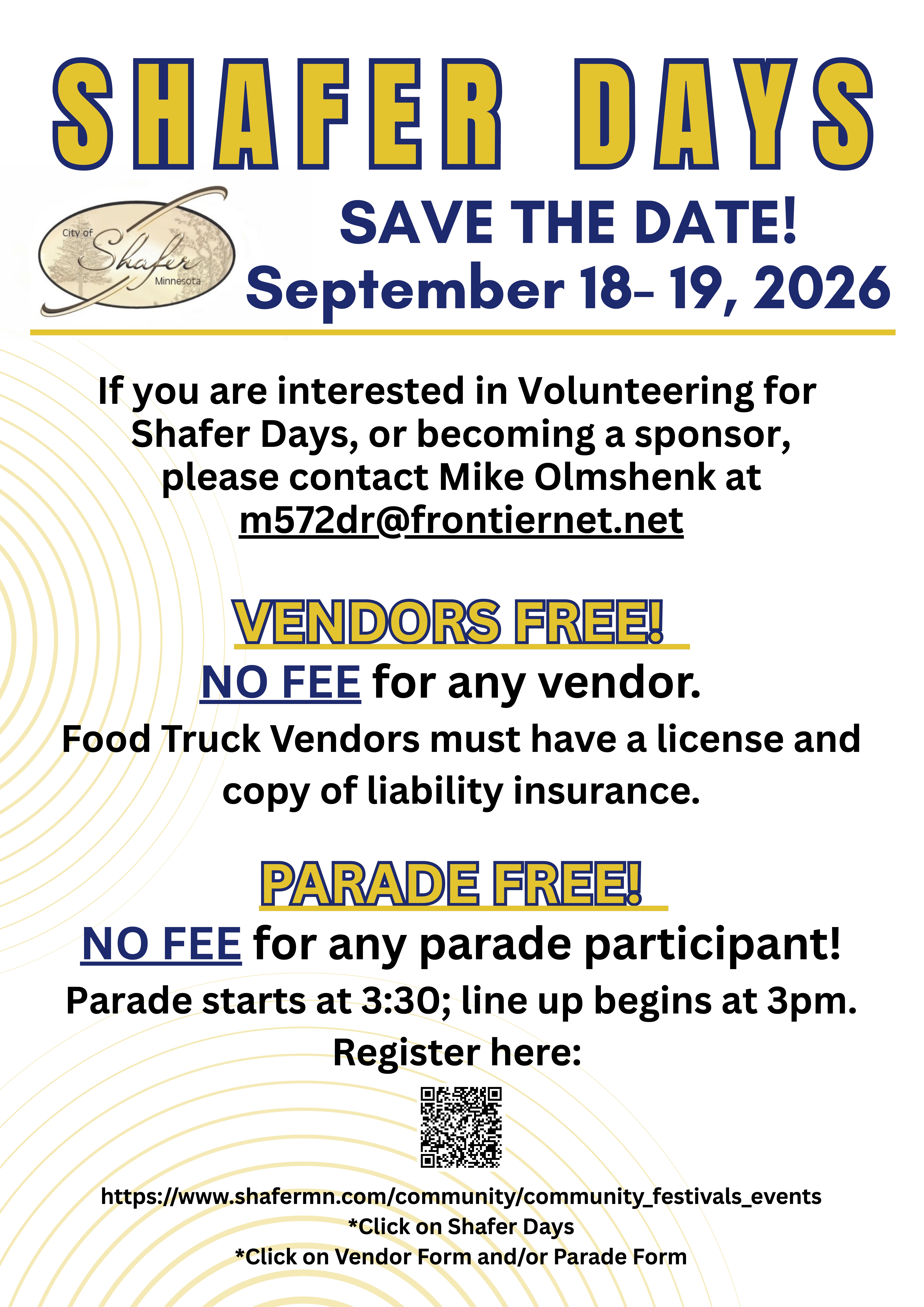 Shafer Days Save The Date Flyer Page 1